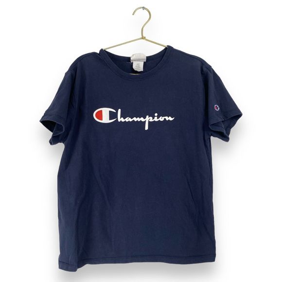 Vintage Champion T Shirt Unisex Size L Navy Blue Short Sleeve Logo‎ Tee 0409 - Picture 1 of 5